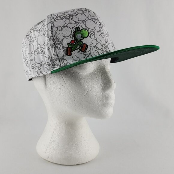 Nintendo Super Mario Yoshi Snapback Adjustable Hat Cap Green White OS Fits Most - Picture 10 of 16